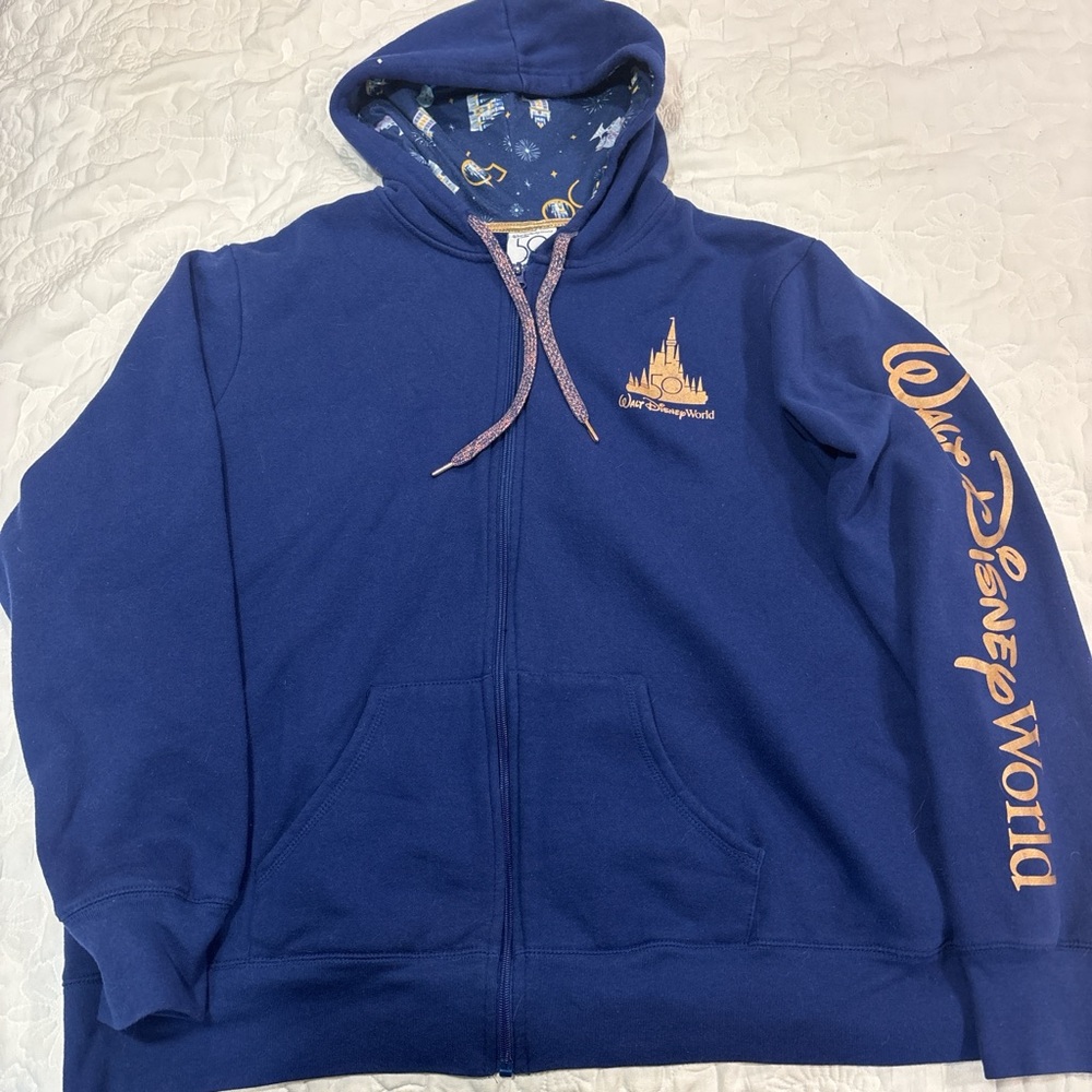 Disney Navy and Gold Zip-Up Hoodie
